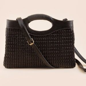 NWT Francesca's Mariam Soft Straw Cut Out Handle Tote/Clutch